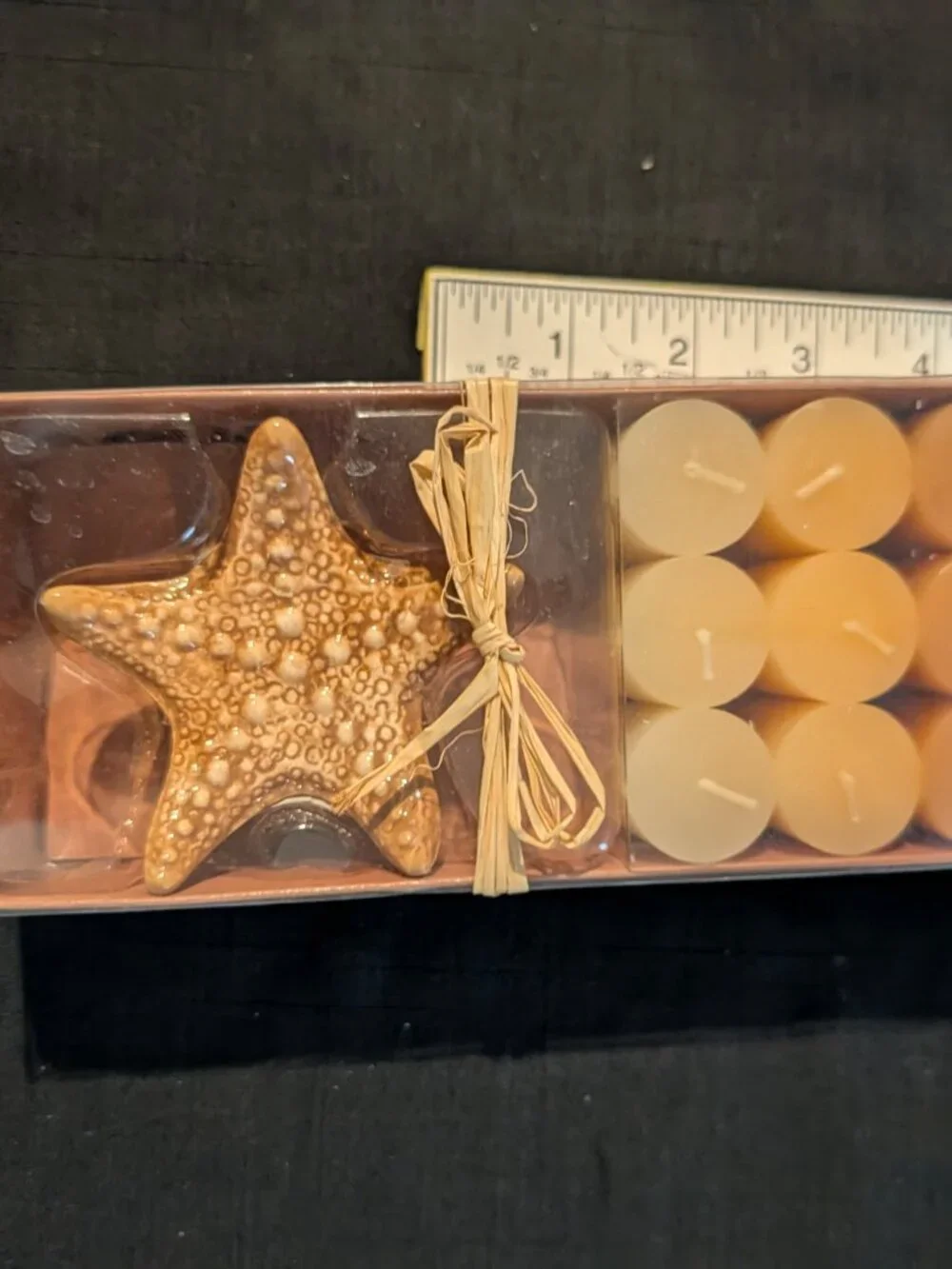 Kohl's Nautical Starfish Ceramic Holder & Votive Candle Gift Set – Tan, Beige &
